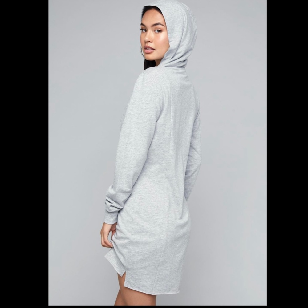 BEBE Sport Logo Tape Long Sleeve Hoodie Heather Grey Dress Size 3X NWT